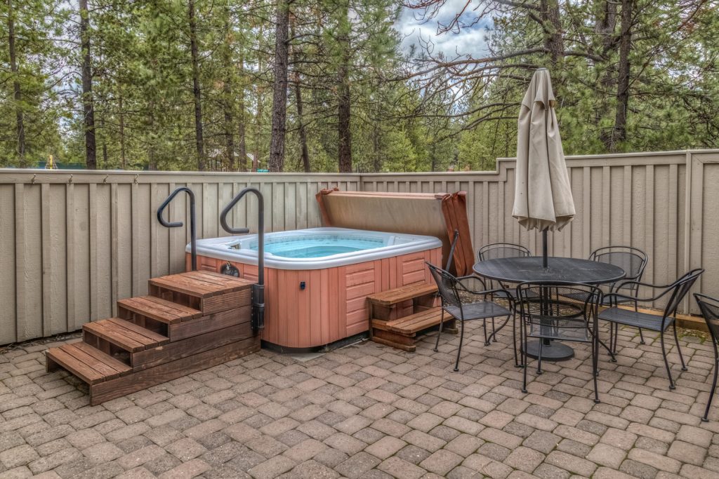 paver patio with spa