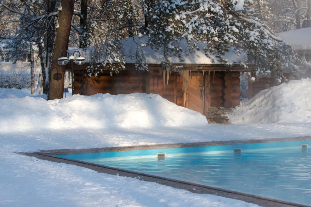 winter pool scene